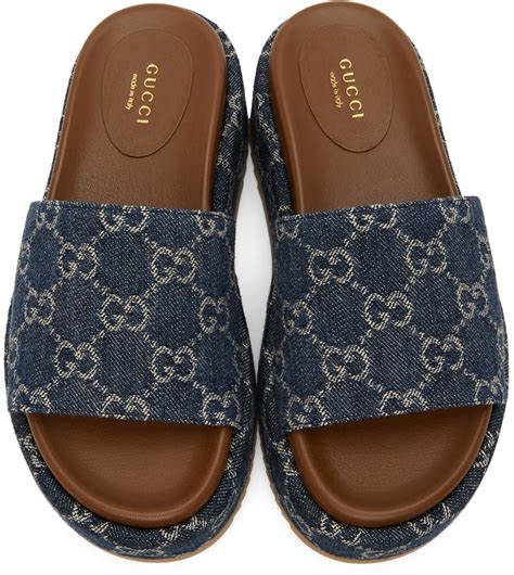 flannels gucci sliders men|blue denim gucci slides.